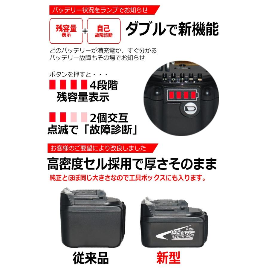 マキタ BL1430 BL1460 BL1460B 対応 makita バッテリー リチウムイオン 