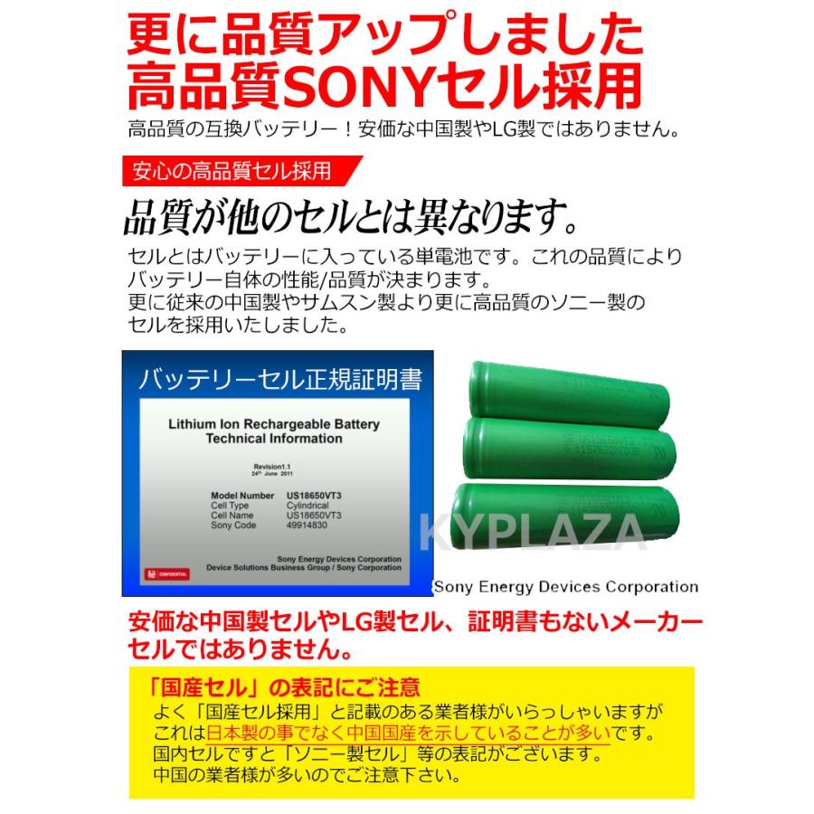 ダイソン dyson 互換 バッテリー DC31 / DC34 / DC35 / DC44 / DC45 22.2V 2.0Ah 2000mAh ネジ無し 高品質 長寿命 SONY ソニー セル 互換品 1年保証｜kyplaza634s｜04