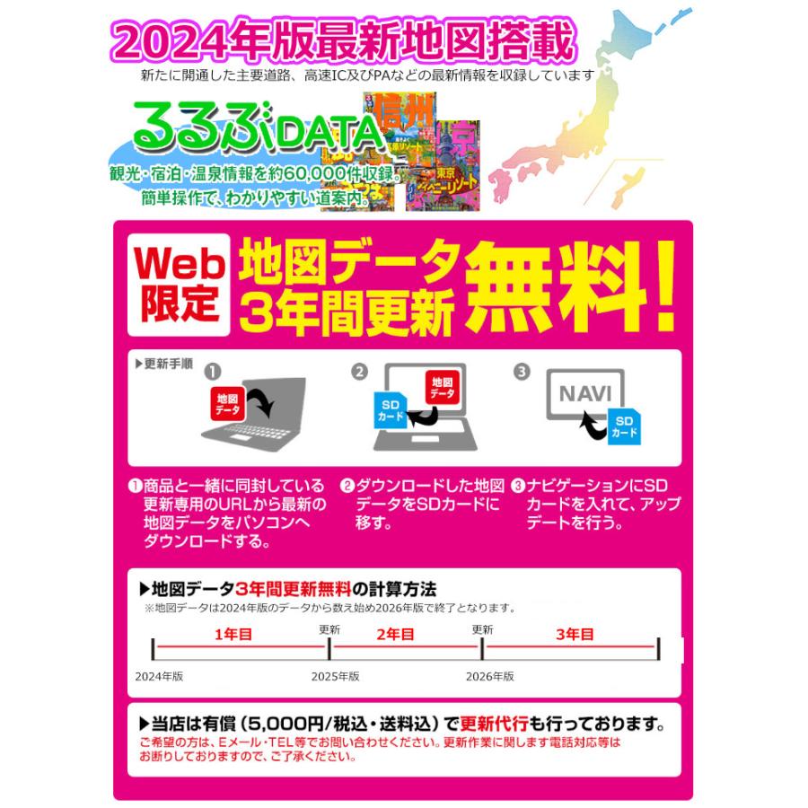 ポータブルナビ 3年間 地図更新無料 2024年 地図データ 長く使える ポータブル カーナビ ワンセグ搭載 TV テレビ 7インチ オービス 動画 音楽 写真 AVI MP3｜kyplaza634s｜18