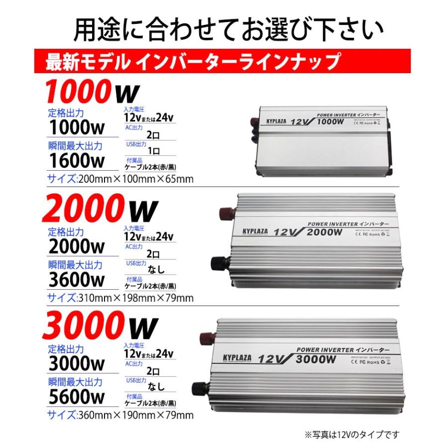 KYPLAZA 正弦波インバーター 純正弦波 12V 24V 選択 定格 3000W KYPLAZA 正弦波インバーター 純正弦波 12V 24V 選択 定格 3000W