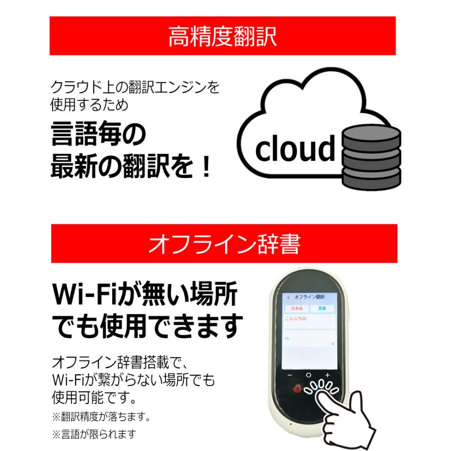 翻訳機 0.2秒で 瞬間 翻訳 最新 瞬トーク 124種類 の 言語 に対応 双方向 通訳機 海外旅行 海外留学 高性能 AI翻訳 WIFI オフライン Wi-Fi SIM なし｜kyplaza634s｜16