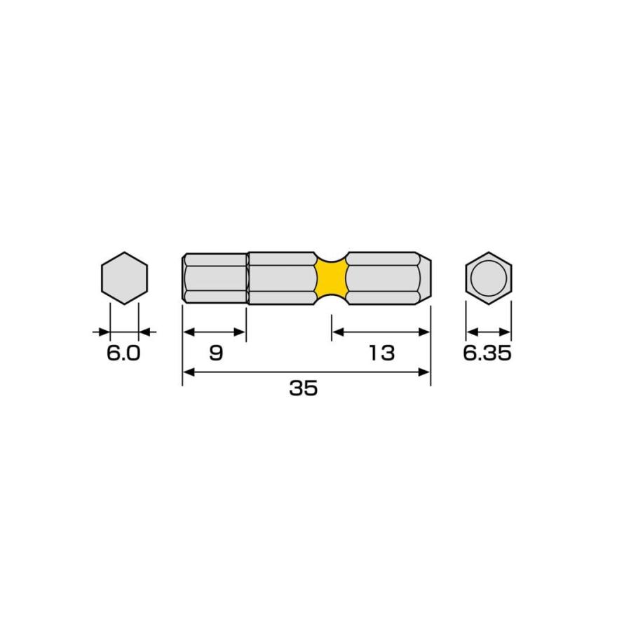 アネックス ANEX 六角レンチカラービット 1本組 H6.0×35 ACHX-6035｜kys｜02