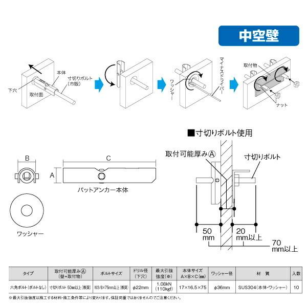 デンサン DENSAN パットアンカー(ステンレス・ボルトなし) (10個入) AP-9SN｜kys｜02