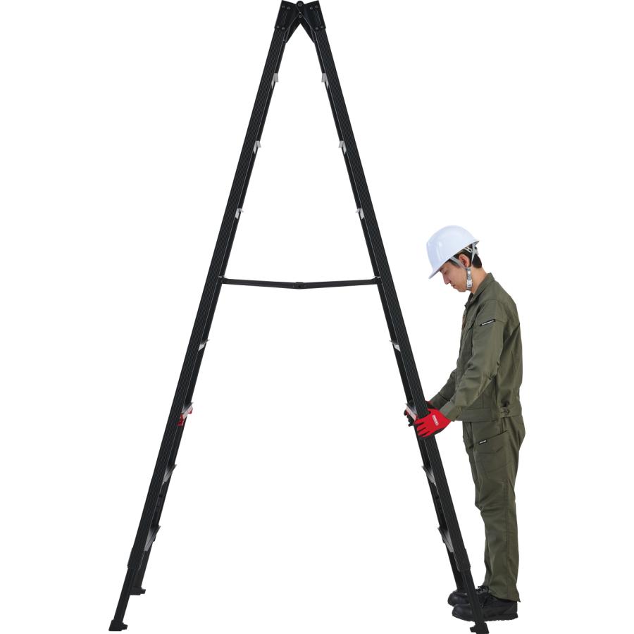 長谷川工業 送料別途 直送品 ハセガワ 上部操作式伸縮脚兼用脚立(Black
