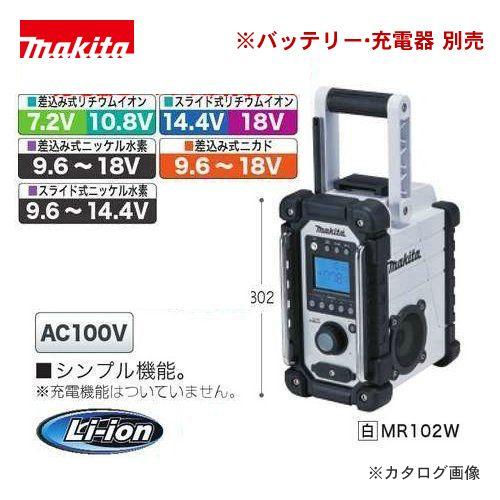 マキタ Makita 充電式ラジオ 白 本体のみ MR102W｜kys