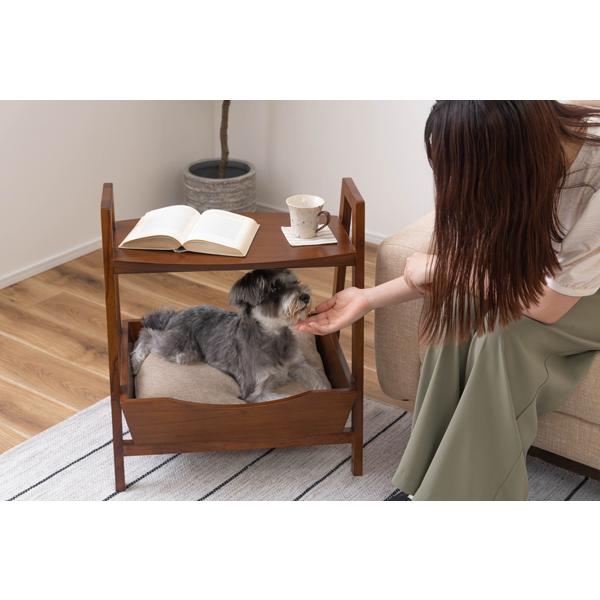 直送品 東谷 ペット サイドテーブル 幅54cm 奥行40cm 高さ60cm ブラウン PET-67
