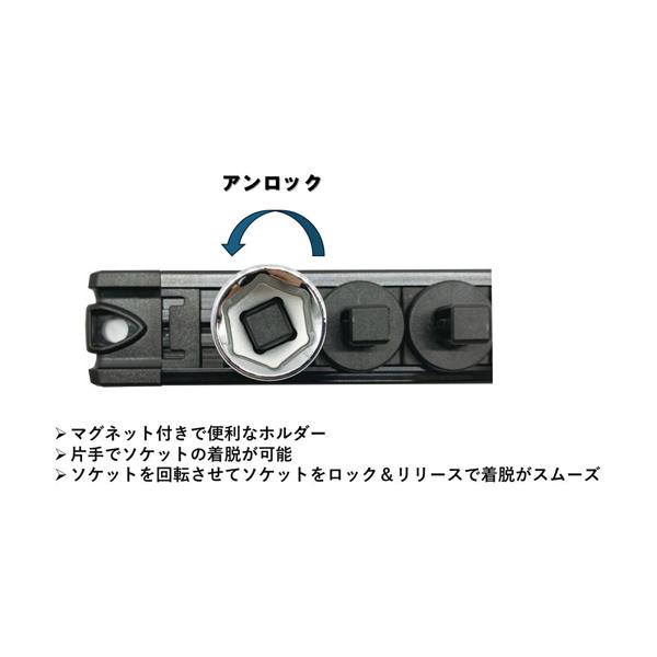 DS カセット シグネット スピンロックソケットレール 1/2SQ 13PC ブラック