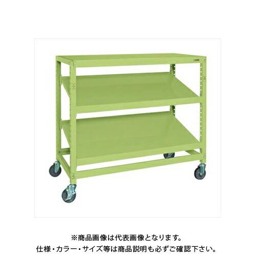 (送料別途)(直送品)サカエ SAKAE キャスターラックRK型(ゴム車・傾斜棚・3段タイプ) W1500×D600×H1650 グリーン RKCN-5653S