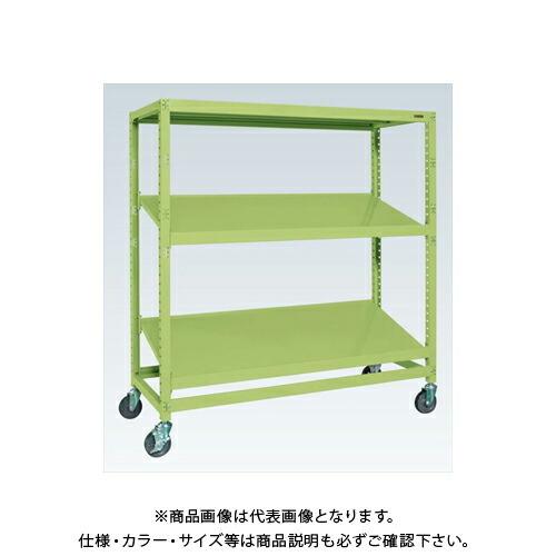 (送料別途)(直送品)サカエ SAKAE キャスターラックRK型(ゴム車・傾斜棚・3段タイプ) W1800×D750×H1650 グリーン RKCN-8753S