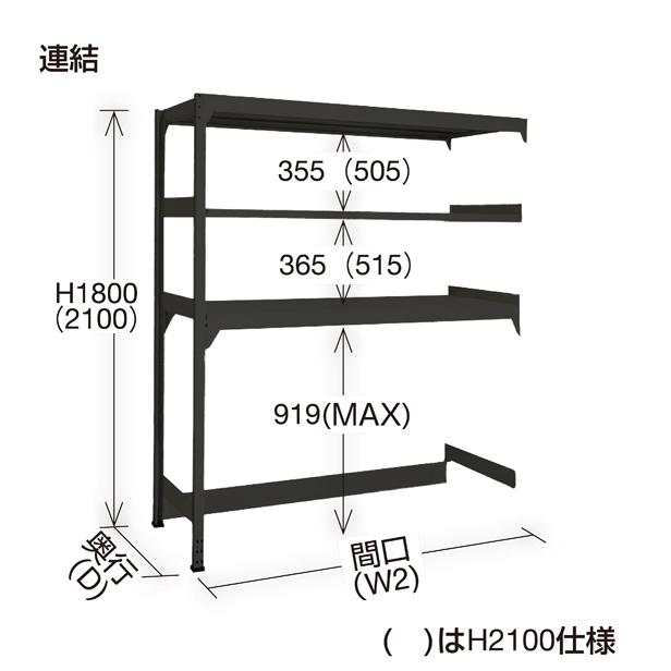 送料別途 直送品 サカエ ボトムフリーラック (ブラック/150kg/連結) 1200×600×1800mm RLK-BF1343Rの画像
