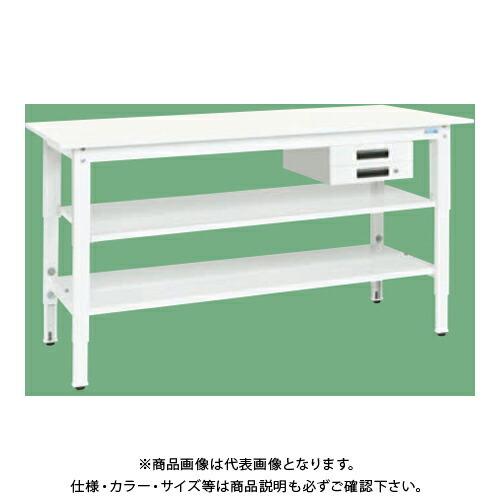 (送料別途)(直送品)サカエ SAKAE 軽量高さ調整作業台(抗ウイルス天板/中棚中板付) 引出2段 W900×D750×H800〜1000 ホワイト TKK8-097BVPWT2