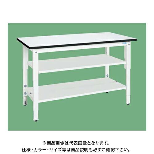 (送料別途)(直送品)サカエ SAKAE 軽量高さ調整作業台(TKK8タイプ/ポリ天板/中板・中棚付) W1500×D750×H800〜1000 パールホワイト TKK8-157T2LW