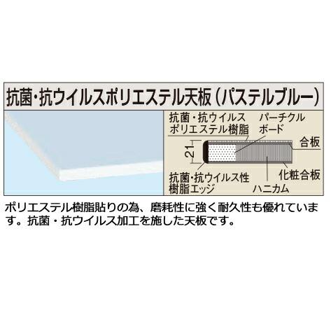 オープニングセール (送料別途)(直送品)サカエ SAKAE 軽量作業台(抗ウイルス天板) キャビネット3段 W1800×D900×H800 (ホワイト×ブルー) KH-70CVPB