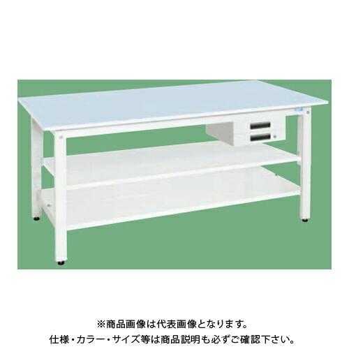 (送料別途)(直送品)サカエ SAKAE 軽量作業台(抗ウイルス天板/中棚中板付) 引出2段 W1800×D750×H800 (ホワイト×ブルー) KH-69BVPBT2