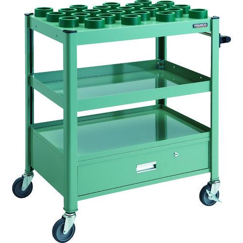 (送料別途)(直送品)TRUSCO TCW型ツーリングワゴン HSK63A BT40 NT40 24個 引出し付 GN色 TCW-TE02DA-GN