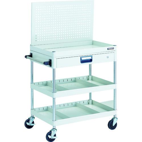 (送料別途)(直送品)TRUSCO ツールワゴン フェニックスワゴン 省音 750X500 仕切2段付 引出付 上部パンチングパネル仕様 ホワイト PEW-P973ZS2-W