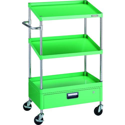 (送料別途)(直送品)TRUSCO ツールワゴン フェニックスワゴン 省音 750X500XH1300 1段 傾斜2段 1段引出付 ヤンググリーン PEW-1271N2V-YG