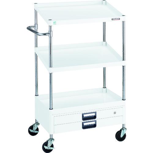 (送料別途)(直送品)TRUSCO ツールワゴン フェニックスワゴン 省音 750X500XH1300 1段 傾斜2段 2段引出付 ホワイト PEW-1271N2X-W