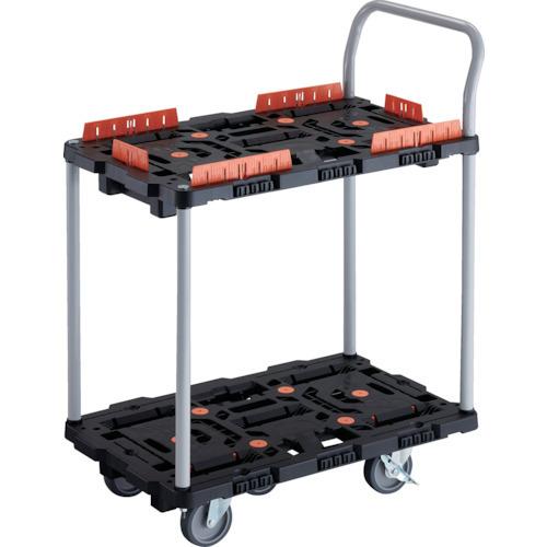 TRUSCO 連結式樹脂製2段台車 ビートル 700X450 自在5輪 内2輪ストッパー付 柵 ハンドル付 BT724KJ5S2-E100