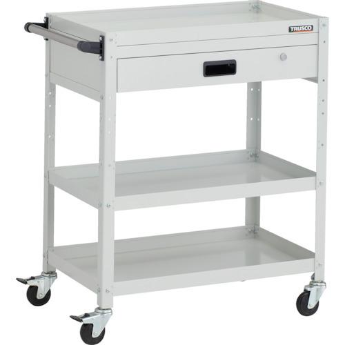 TRUSCO ツールワゴン ラビットワゴン 700X450XH880 3段 1段引出付 ハンドル付 ゴム車輪 ホワイト RBW-973VH W