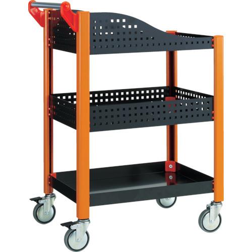 TRUSCO中山 - (貨物輸送別途)(直送品)TRUSCO カスタム手押し車 浅棚1段・深型殴り付ける棚1段付 TAC-648BK オフィス家具-その他オフィス収納