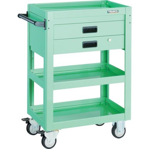 (送料別途)(直送品)TRUSCO ツールワゴン ドルフィン 750×500 2段引出 ウレタンキャスター ヤンググリーン DLWS-973XU-YG