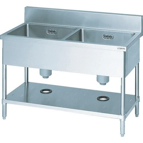 マルゼン2槽シンク 900x450x800(+100) ② 送料別途)(直送品)マルゼン 二槽シンク900×450×800(ホース付) BS2-094