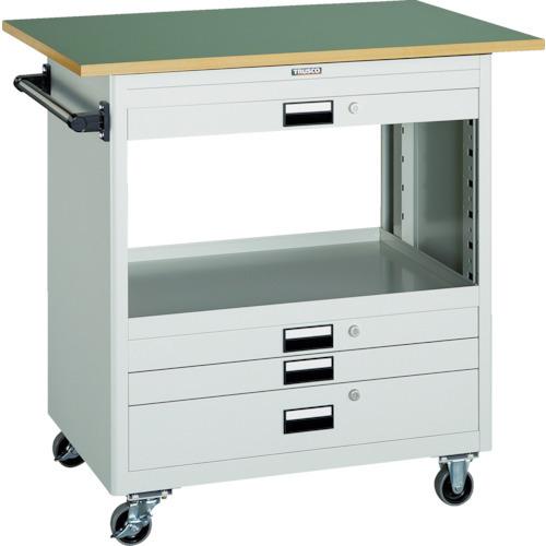 (送料別途)(直送品)TRUSCO スチール製ワゴン(溶接一体構造) ツールワゴン 750×500×H880 浅3深1引出 天板付 ヤンググリーン NTS-731T-YG