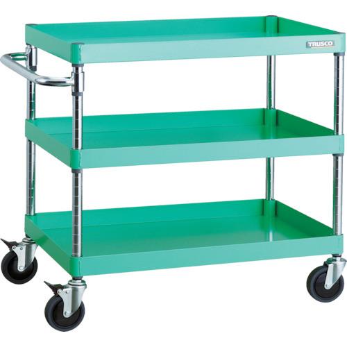 (送料別途)(直送品)TRUSCO ツールワゴン フェニックスワゴン 省音 900X600XH740 3段 ヤンググリーン PEW-793C-YG