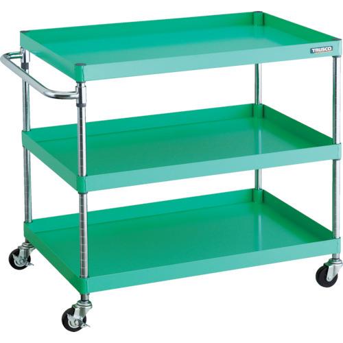 (送料別途)(直送品)TRUSCO ツールワゴン フェニックスワゴン 900X600 3段 Φ75ゴム車輪 ヤンググリーン PEW-993-G75-YG