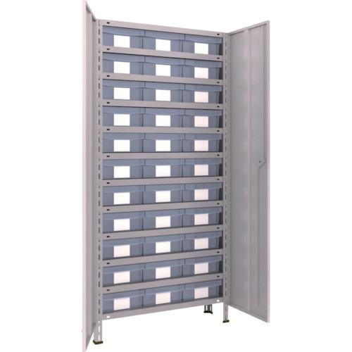 (送料別途)(直送品)TRUSCO スチールラック 軽量棚扉付 875X300X1800樹脂引出透明大X33 ネオグレー 63V-T812D11:NG