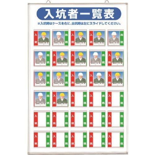 (送料別途)(直送品)つくし 標識 「入坑者一覧表 30人用」 134-A