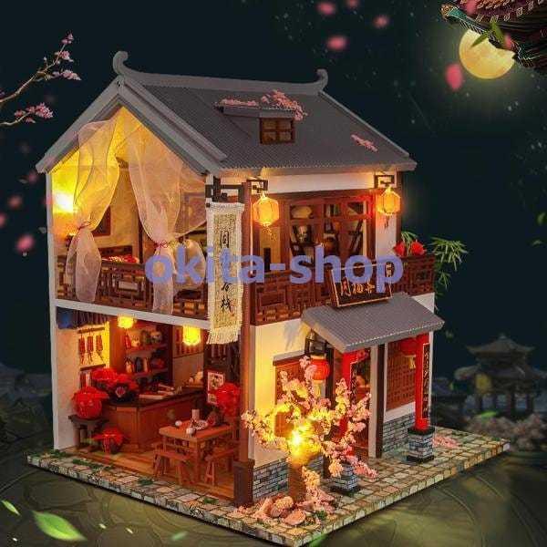 3ddiyドールハウスパズルおもちゃledライトドールハウス家具付き装飾 おしゃれ遊び 素晴らしい Themtransit Com