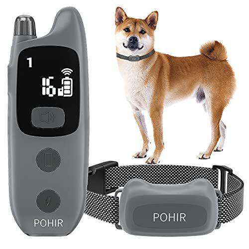 Pohir犬の訓練の首輪充電式 Ipx7防水 1000ft電気 リモコン 無駄吠え防止首輪大中小型犬しつけ 3つのトレーニング 無駄吠え防止用品 Owircmolas Pl