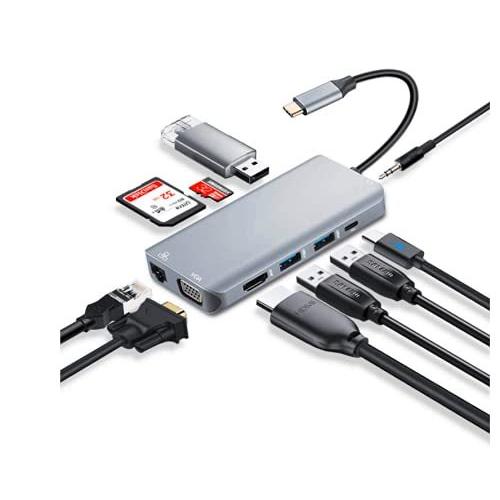 【着後レビューで 送料無料】 CANEOV USB 5Gpbs超高速データ転 SD/microSDカードリーダー クリスマスプレゼント LAN対応 VGA PD100w USB3.0 4K HDMI ハブ Type-C USBハブ