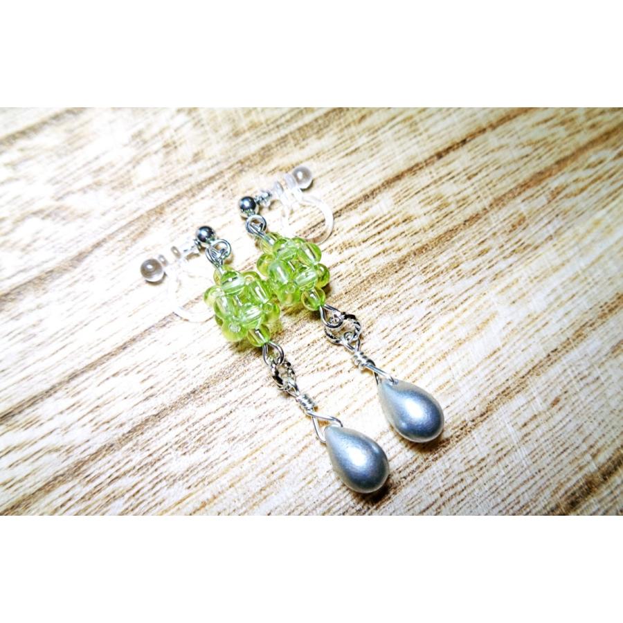 リーフ】ペリドットトパーズチャーム、ピアスイヤリングノンホールピアス