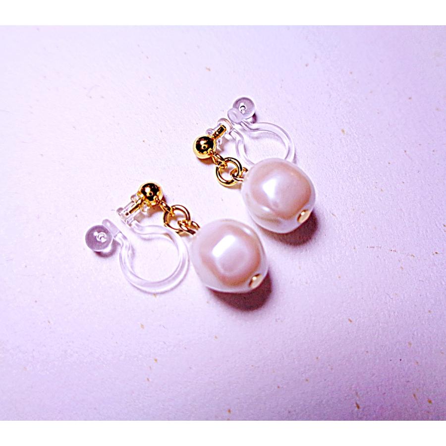 I916GGWHPR イヤリング 樹脂ノンホールピアス アレルギー対応 金アレ