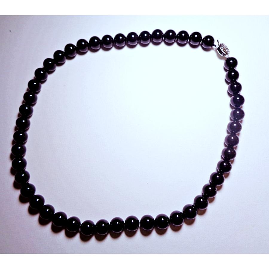 N111-ONX ネックレス オニキス 直径約8mm 黒 ジェットカラー 約40cm 