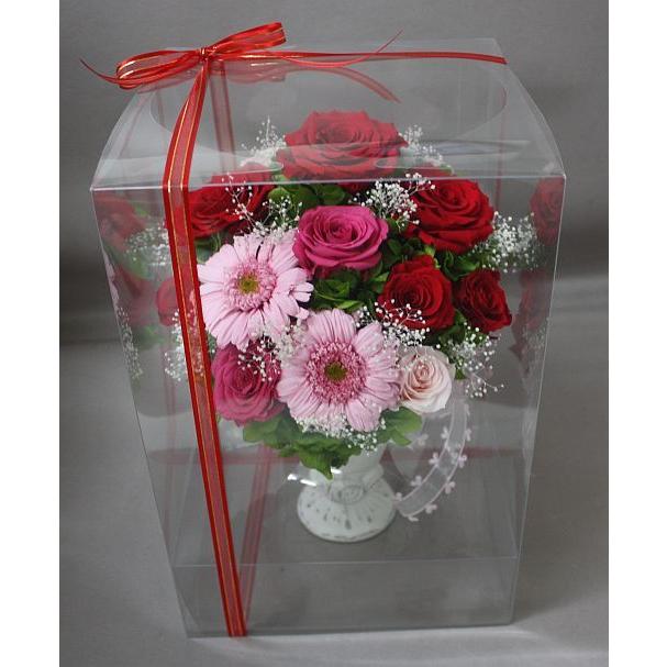 プリザーブドフラワーギフト＊大輪薔薇当て嵌めるの赤系末たのもしい繰り合わせる 花、ガーデニング-プリザーブドフラワー