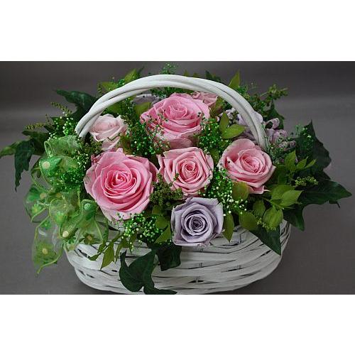 プリザーブドフラワーアレンジ 白バスケットアレンジ Basuketo プリザーブドフラワーキュート 通販 Yahoo ショッピング