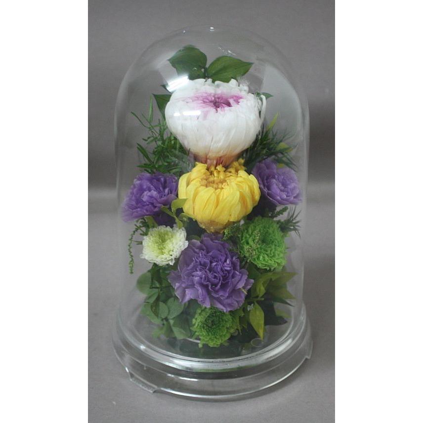 プリザを使ったドーム付き仏花アレンジ一対（二個）大 プリザを使ったドーム付き仏花アレンジ一対（二個）大 仏花ドーム 】