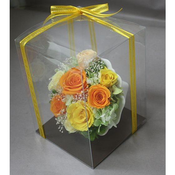 プリザーブドフラワーアレンジメント フレーム付き プリザーブドフラワー*ケース入りフレームアレンジ（オレンジ系