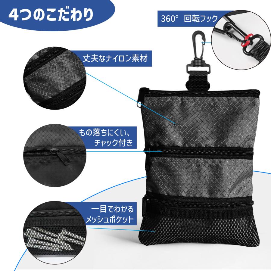 ゴルフカートバッグ 大容量 15〜18個ボール収納 カラビナ付き 多機能