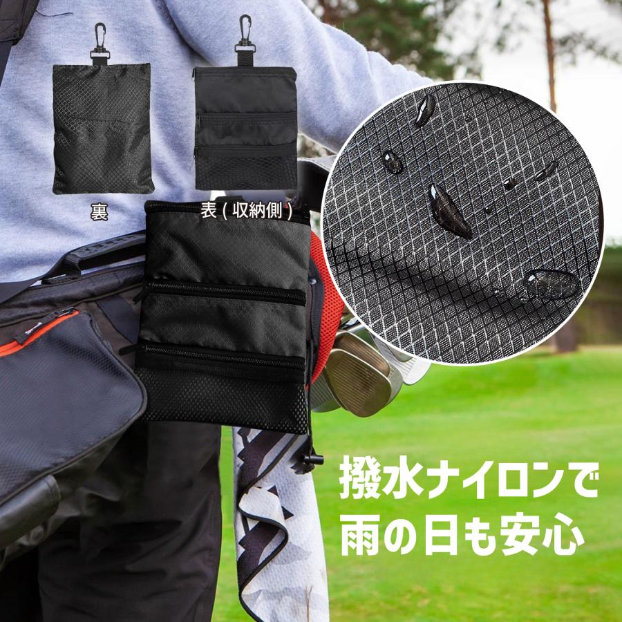 ゴルフカートバッグ 大容量 15〜18個ボール収納 カラビナ付き 多機能