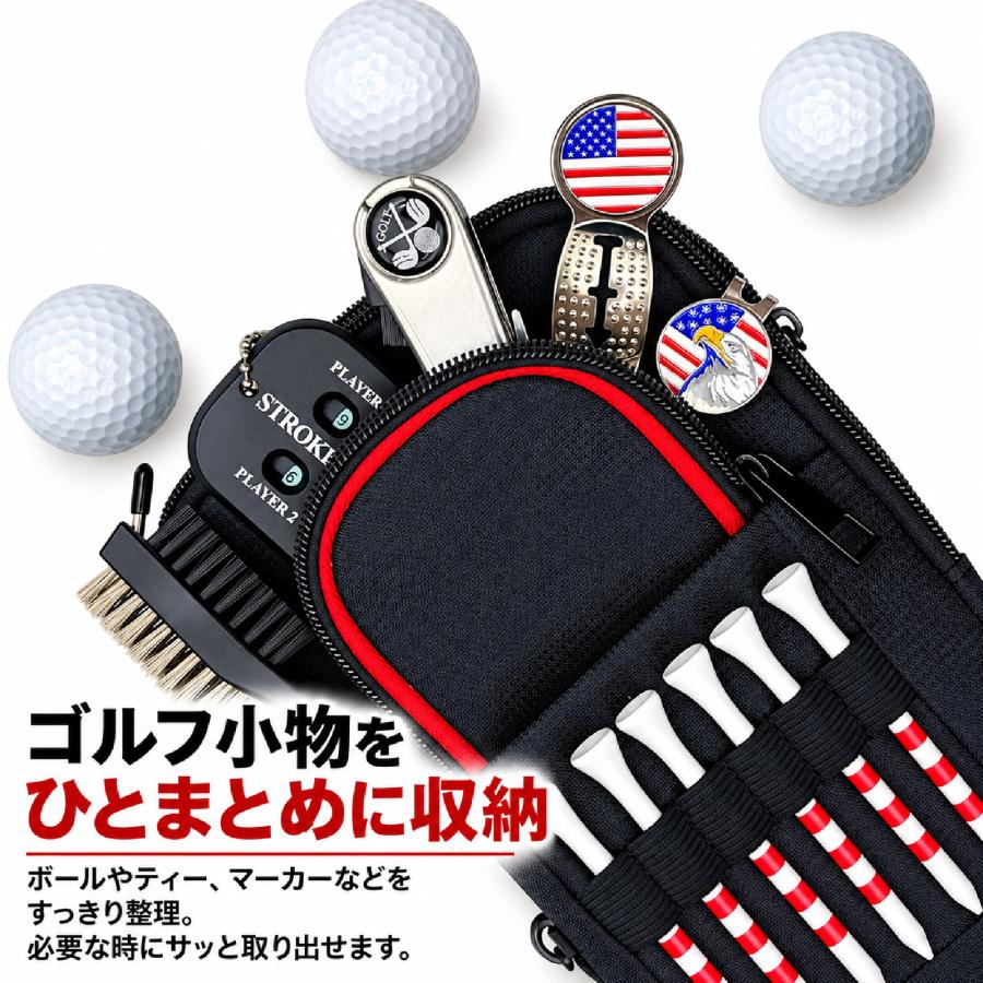 ゴルフボール 大量セット ティー 小物付き ゴルフ ボールケース ゴルフボールポーチ 最大15個収納 ゴルフポーチ