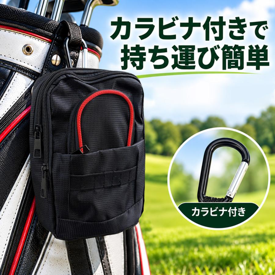 キャディバッグ + ボール15個 ゴルフ ボールケース ゴルフボールポーチ 最大15個収納 ゴルフポーチ