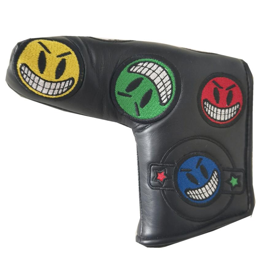 504円 残りわずか ゴルフヘッドカバー パターカバー ピンタイプ ヘッドカバー スコッティーキャメロン オデッセイに適合 磁石タイプ開閉式 カラフル スマイル 刺繍 送料無料