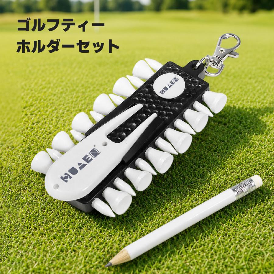 ゴルフ ティーホルダー 12本収納 ゴルフティーセット グリーンフォーク
