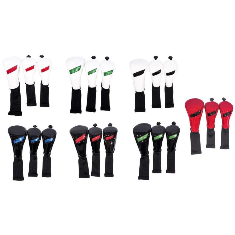 ゴルフ ヘッドカバー ドライバー カバー ウッド 3点セット エナメル製