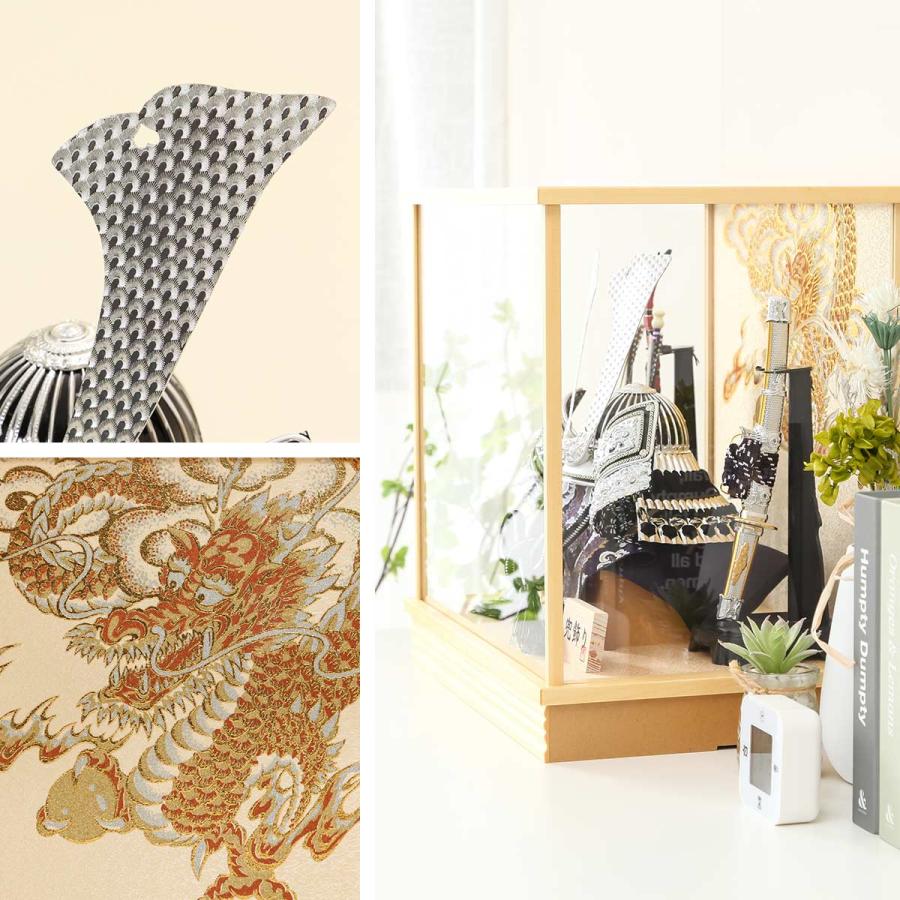 五月人形 コンパクト 兜飾 13号 銀中鍬兜 白木ケース飾【ご優待